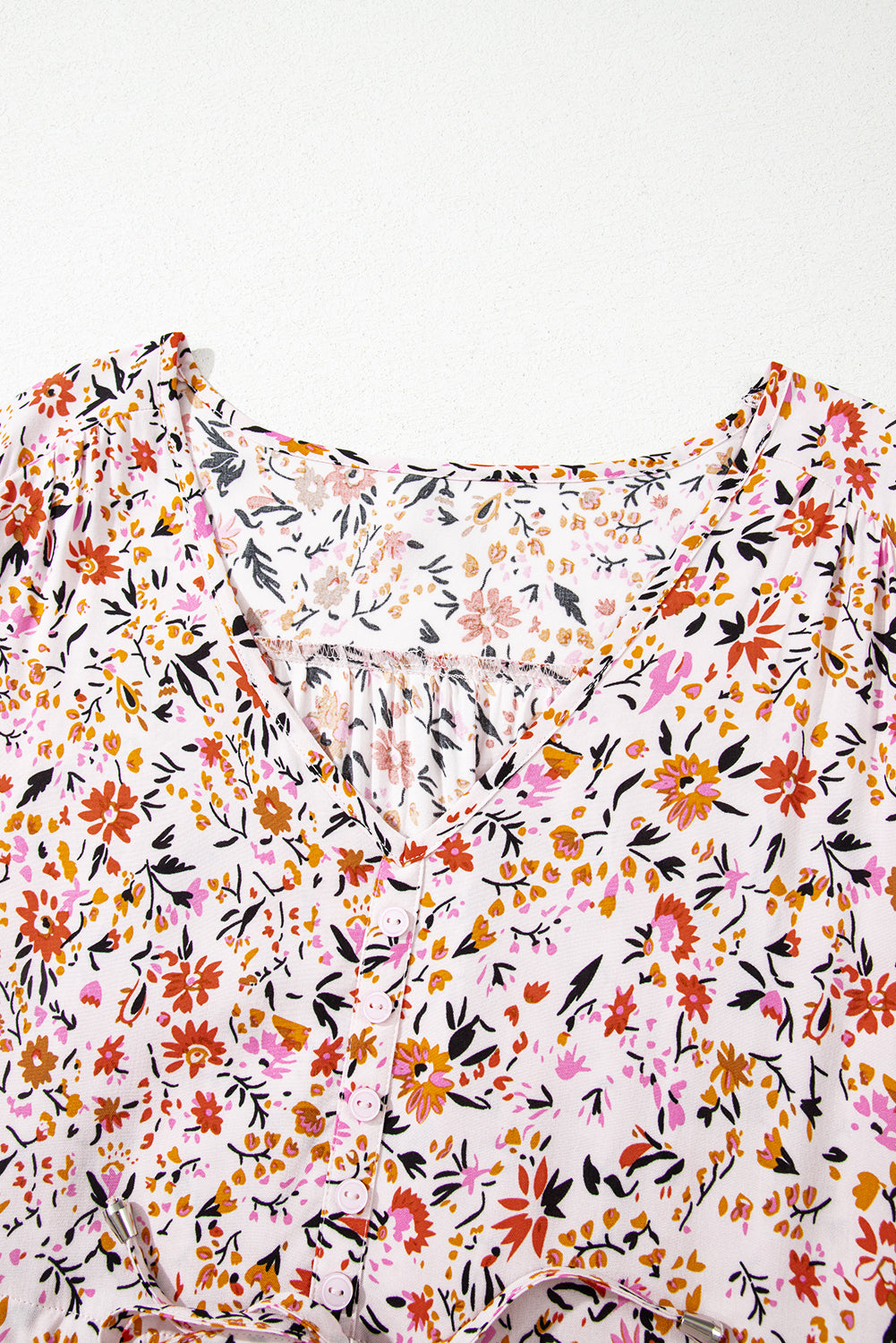 Boho Floral 3/4 Sleeve V‑Neck Maxi Dress