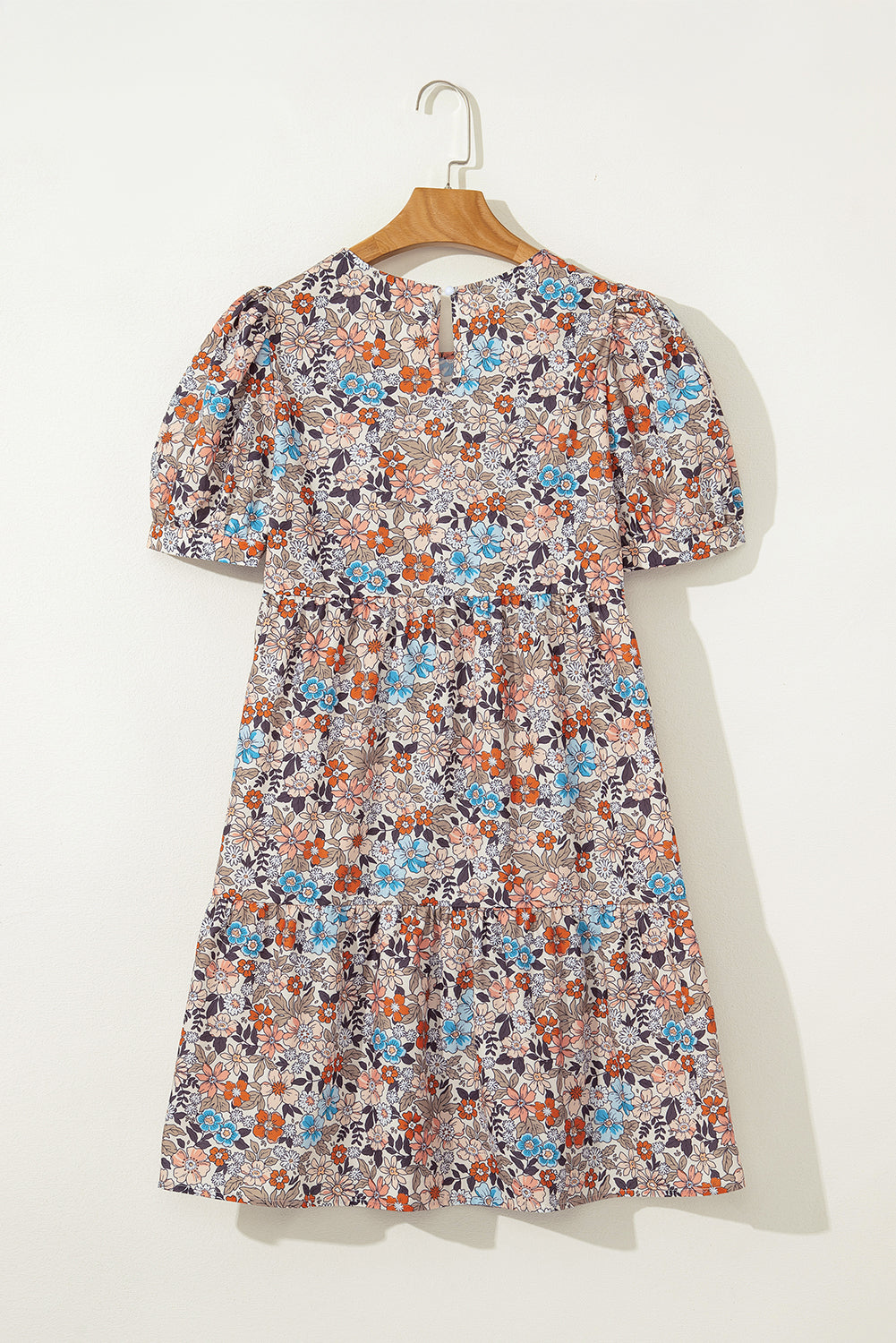 Boho Floral Short Puff Sleeve Mini Dress